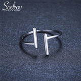 Sodrov Silver 925 Double T Ring Open Adjustable Classic Silver Ring