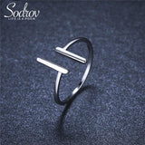 Sodrov Silver 925 Double T Ring Open Adjustable Classic Silver Ring