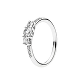 925 Silver Rose Wishbone Heart Crown Star Zircon Rings