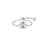 925 Silver Charm Geometric Zircon Finger Ring - Adjustable Chain