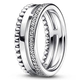 925 Silver Tiara Crown I-D Crystal Ring Women Wedding Party Jewelry