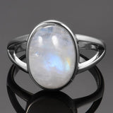 925 Sterling Silver Ring Natural Moonstone Jewelry Rings Gemstone Vintage Jewelr