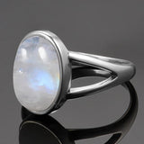 925 Sterling Silver Ring Natural Moonstone Jewelry Rings Gemstone Vintage Jewelr