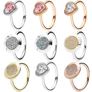 925 Silver Love Heart Glamour Signature Ring With Colorful Crystal