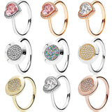 925 Silver Love Heart Glamour Signature Ring With Colorful Crystal