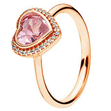 925 Silver Love Heart Glamour Signature Ring With Colorful Crystal