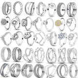 925 Silver Star Moon Zircon Rings Wedding Engagement Jewelry