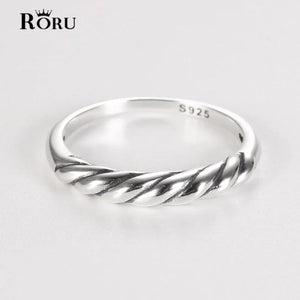 925 Sterling Silver Vintage Thai Twisted Rings for Couple Wedding Party