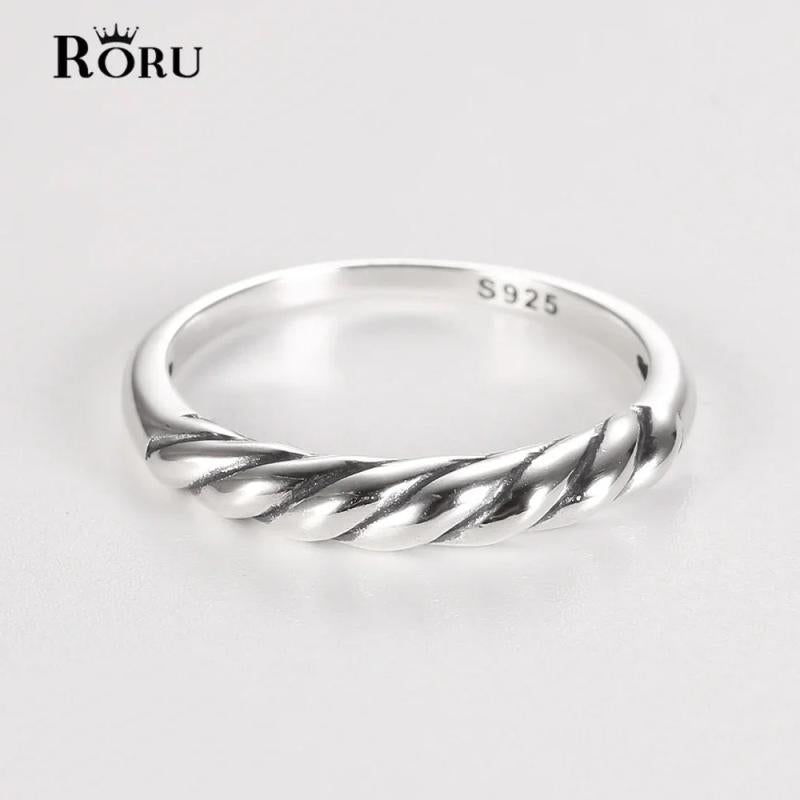 925 Sterling Silver Vintage Thai Twisted Rings for Couple Wedding Party