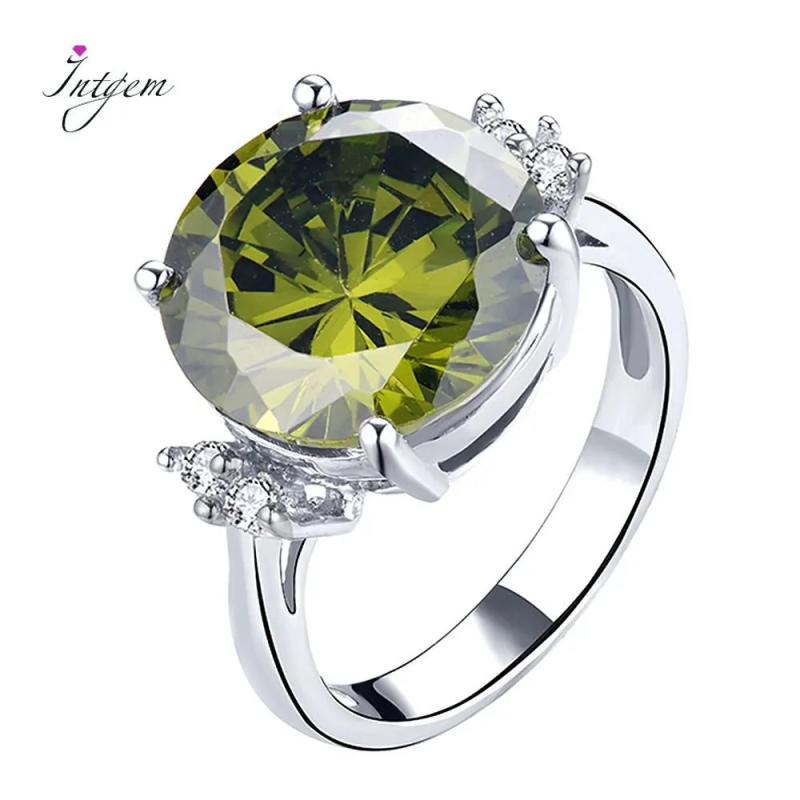 925 Silver Green Spinel Engagement Ring for Women