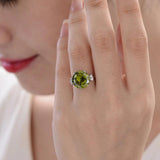 925 Silver Green Spinel Engagement Ring for Women