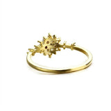 925 Sterling Silver Snowflake Ring 14k Plating Women Engagement Wedding Gift
