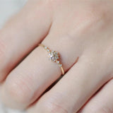 925 Sterling Silver Snowflake Ring 14k Plating Women Engagement Wedding Gift