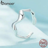 925 Silver Wave Teardrop Ring High Polish Adjustable Comfort Fit