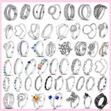 925 Silver Stackable Rings Rainbow Heart Ring Engagement Jewelry