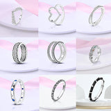 925 Silver Stackable Rings Rainbow Heart Ring Engagement Jewelry