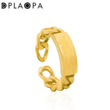 925 Silver Chain Square Ring Resizable Women Jewelry Wedding
