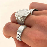 925 Silver Chain Square Ring Resizable Women Jewelry Wedding
