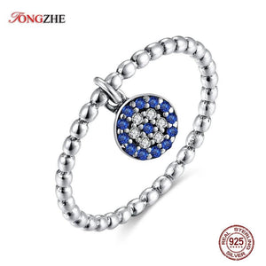 925 Silver Evil Eye Rings for Women CZ Bead Couple Stackable Vintage Rings