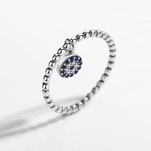 925 Silver Evil Eye Rings for Women CZ Bead Couple Stackable Vintage Rings