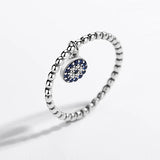 925 Silver Evil Eye Rings for Women CZ Bead Couple Stackable Vintage Rings