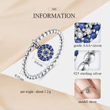 925 Silver Evil Eye Rings for Women CZ Bead Couple Stackable Vintage Rings