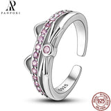 925 Silver Open Ring Colorful Zircon Butterfly Sunflower Animal Plant Series