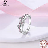 925 Silver Open Ring Colorful Zircon Butterfly Sunflower Animal Plant Series