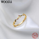 Minimalist Red Zircon 925 Silver Adjustable Finger Ring