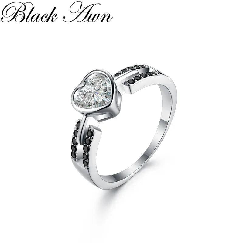 Square Engagement Ring 925 Silver Women's Gift C372