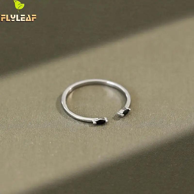 925 Silver Zircon Open Rings For Women Student Girls Gift Fine Jewelry