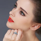 Black Awn Sterling Silver Engagement Wedding Ring for Women C428