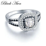 Black Awn Sterling Silver Engagement Wedding Ring for Women C428