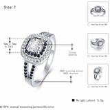 Black Awn Sterling Silver Engagement Wedding Ring for Women C428