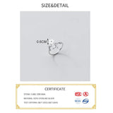 925 Sterling Silver Zircon Shell Flower Adjustable Ring Women Wedding Jewelry