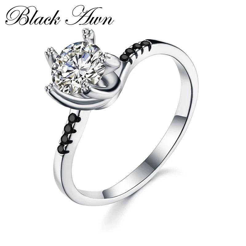 Sterling Silver Circular Engagement Ring for Women