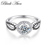 925 Silver Black&White Stone Engagement Ring for Women C244