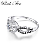 925 Silver Black&White Stone Engagement Ring for Women C244