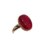 14K Rose Plated Ruby Red Oval Ring for Women