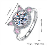 S925 Silver Cat Claw Zirconia Engagement Open Ring