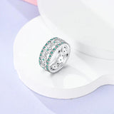 925 Silver Clover Moon Heart Rings Zircon Wedding Jewelry