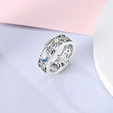 925 Silver Clover Moon Heart Rings Zircon Wedding Jewelry