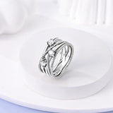 925 Silver Clover Moon Heart Rings Zircon Wedding Jewelry