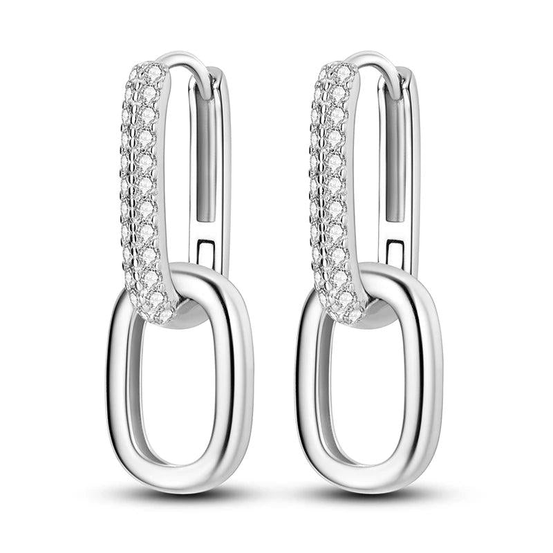925 Sterling Silver Double Ring Closet Pav Women's Jewelry