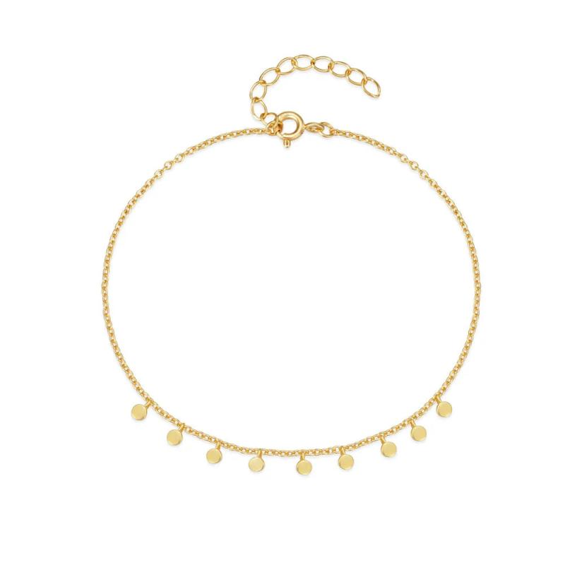 925 Sterling Silver Sequins Bracelet Minimalist Style Adjustable Chain