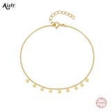 925 Sterling Silver Sequins Bracelet Minimalist Style Adjustable Chain