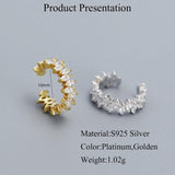 925 Silver Horse Eye Zircon Clip Earrings Ear Cuff