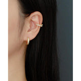 925 Silver Horse Eye Zircon Clip Earrings Ear Cuff