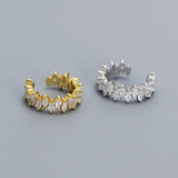 925 Silver Horse Eye Zircon Clip Earrings Ear Cuff