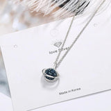 925 Silver Planet Crystal Necklace Pendant Jewelry